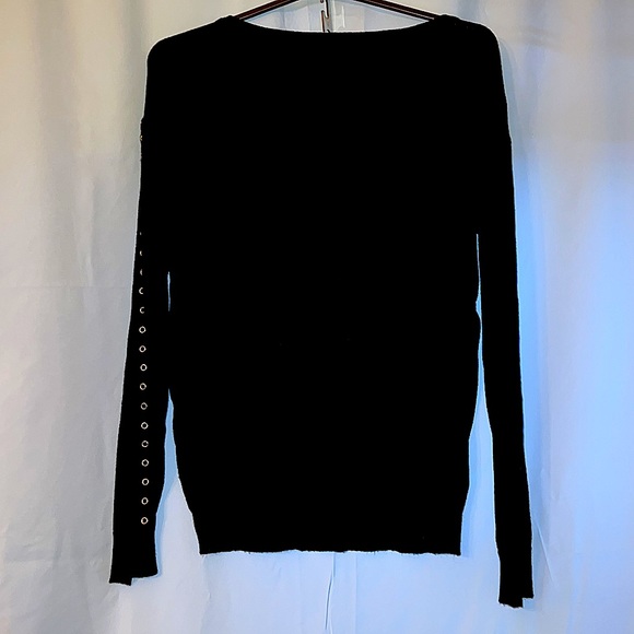 Grommet detail pullover sweater, black, Sz M, NWT - Picture 3 of 3